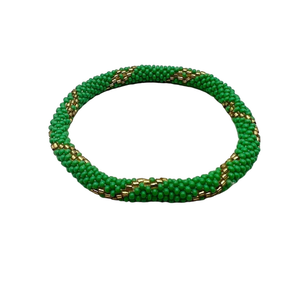 🍭4/$20 Green and gold roll on seed bead bracelet